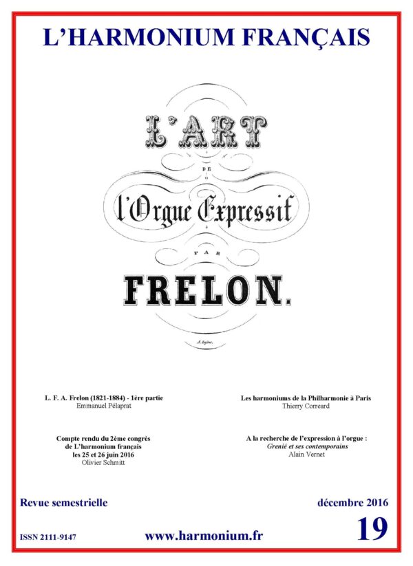 L'harmonium français - N°19 - décembre 2016